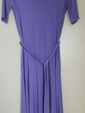 Nina Leonard Lavender Tie-Waist Maxi Dress